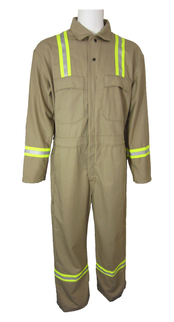 Khaki FR Workwear Coverall w/ Reflective Trim